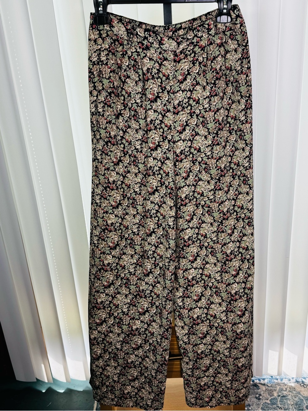 Vintage Lands’ End Floral Wide Leg Rayon Pants Cottagecore USA Made S
